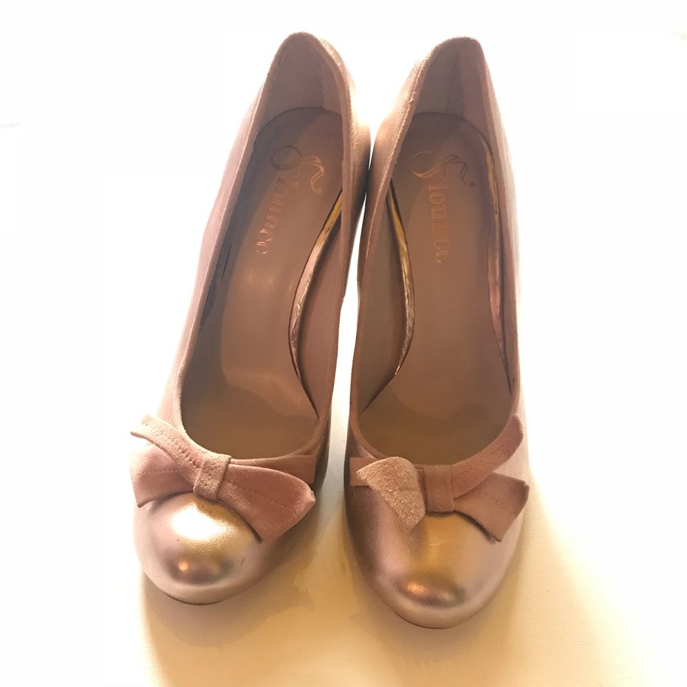 Flounce Leather Upper 3.5” Heels (Rose Gold)